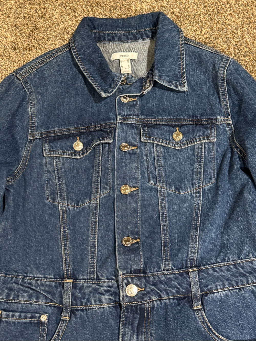 Forever 21 Women’s Denim Trucker Button-Front Mini Dress Medium Wash Size XL - Picture 4 of 14